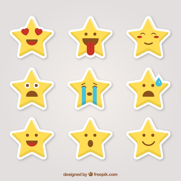 Vector gratuito pegatinas divertidas con forma de estrella