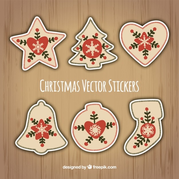 Vector gratuito pegatinas de formas navideñas