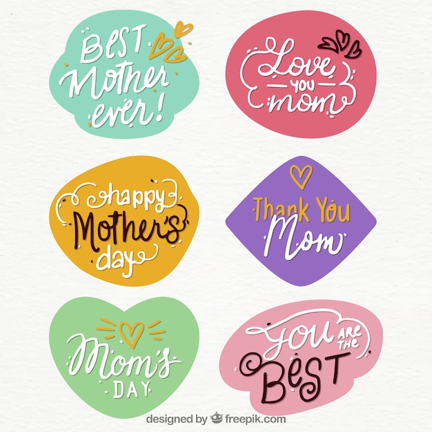 Vector gratuito pegatinas con frases del día de la madre