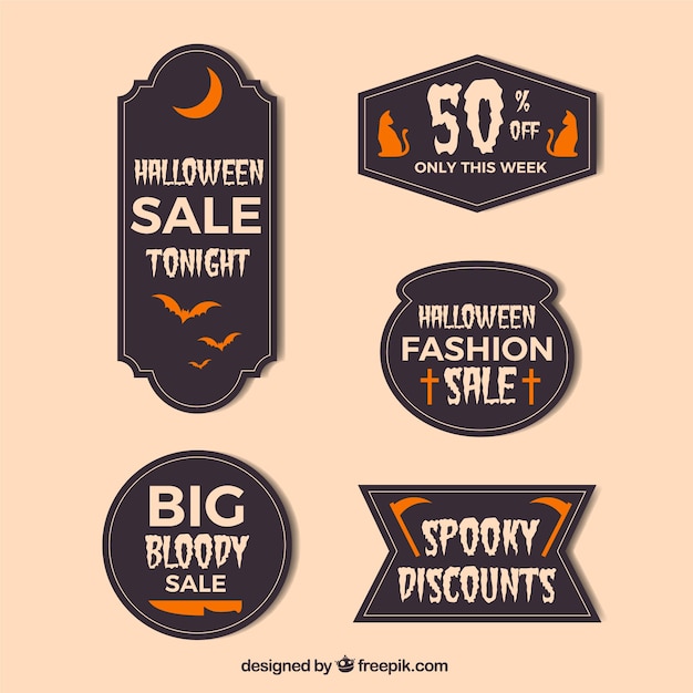 Vector gratuito pegatinas de halloween en diseño plano