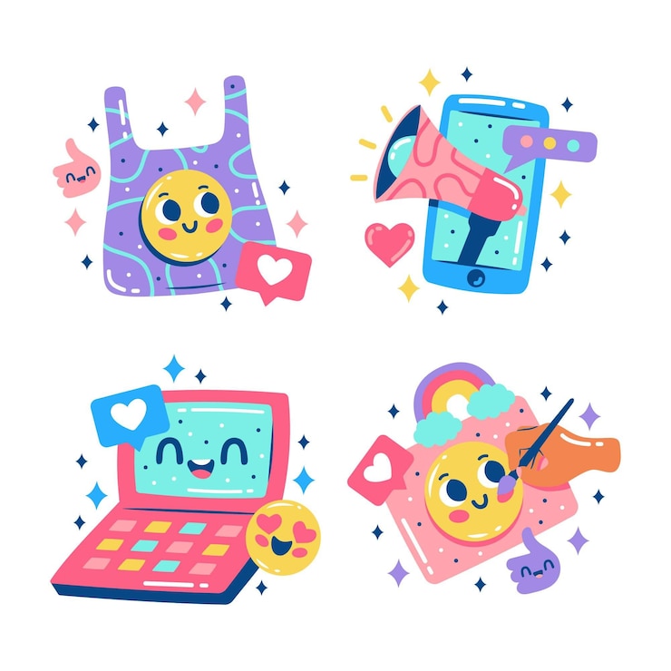 Vector gratuito pegatinas de influencer deslumbrantes