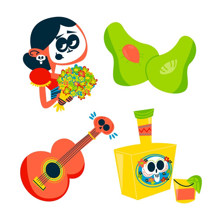 Vector gratuito pegatinas de méxico de dibujos animados retro