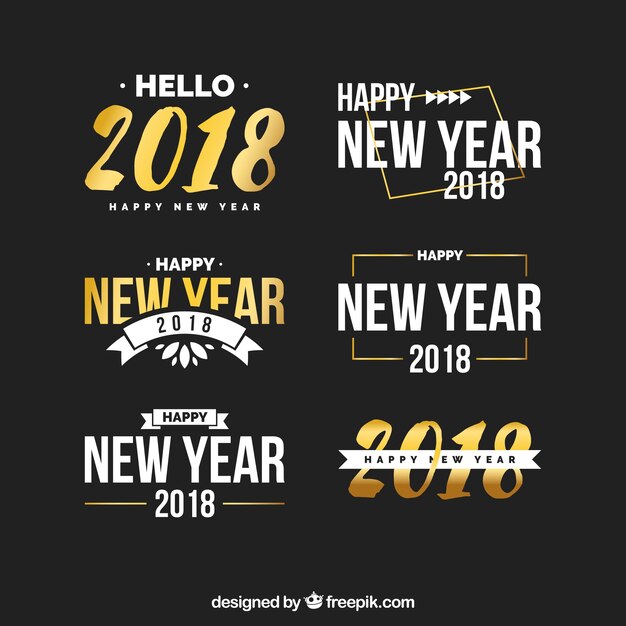 Pegatinas negras y doradas para el año nuevo