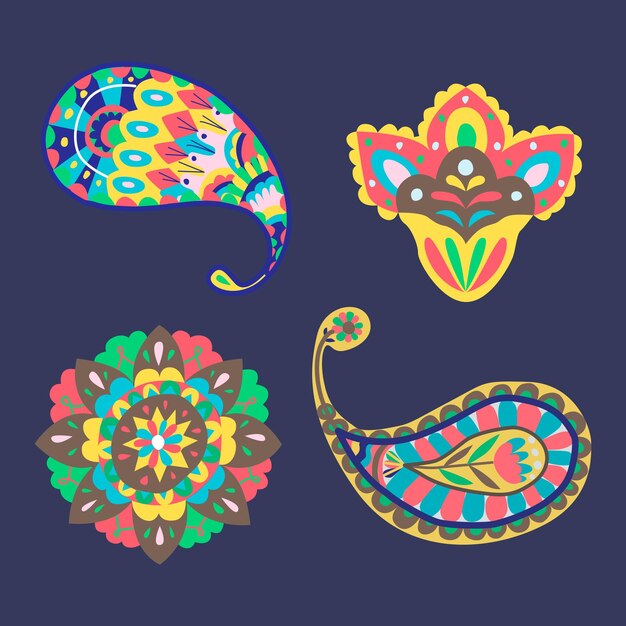 Pegatinas paisley indio amarillo vibrante