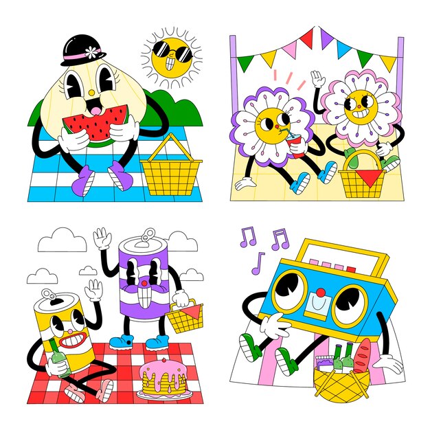 Pegatinas de picnic ácido