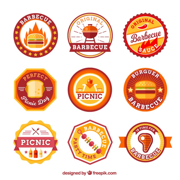 Pegatinas planas de picnic y barbacoa