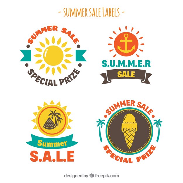 Pegatinas de rebajas de verano modernas