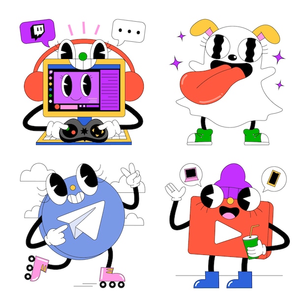 Pegatinas de redes sociales ácidas