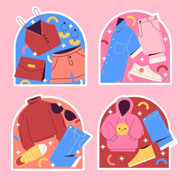 Pegatinas de ropa y accesorios ingenuos