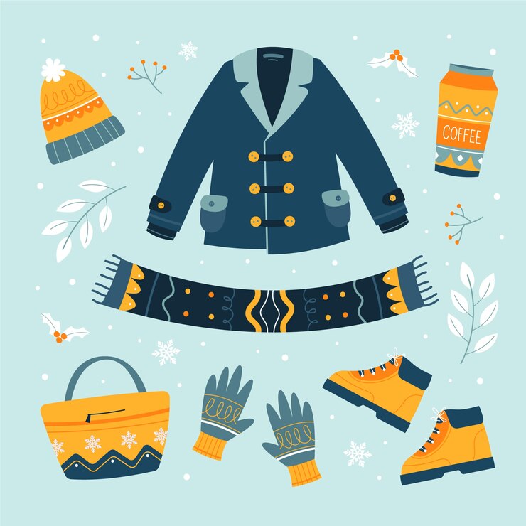 Vector gratuito pegatinas de ropa de invierno de colores