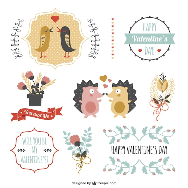 Vector gratuito pegatinas de san valentín