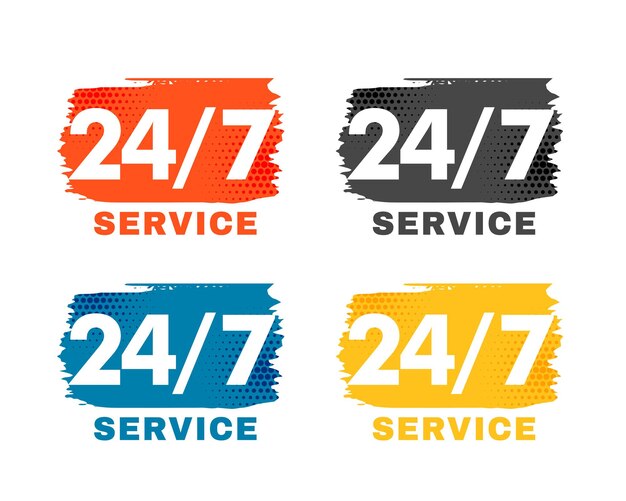 Pegatinas de servicio 24 horas y 7 días.