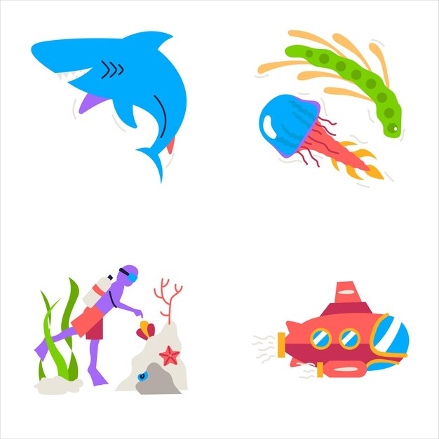 Pegatinas de vida submarina parte 5