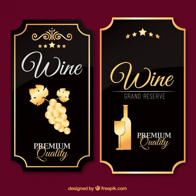 Pegatinas de vino lujodas en diseño vintage