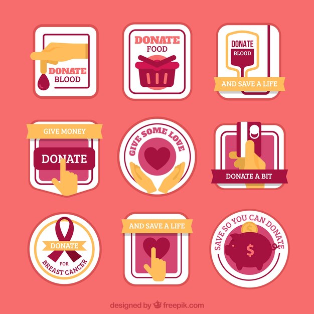 Pegatinas vintage de donación 