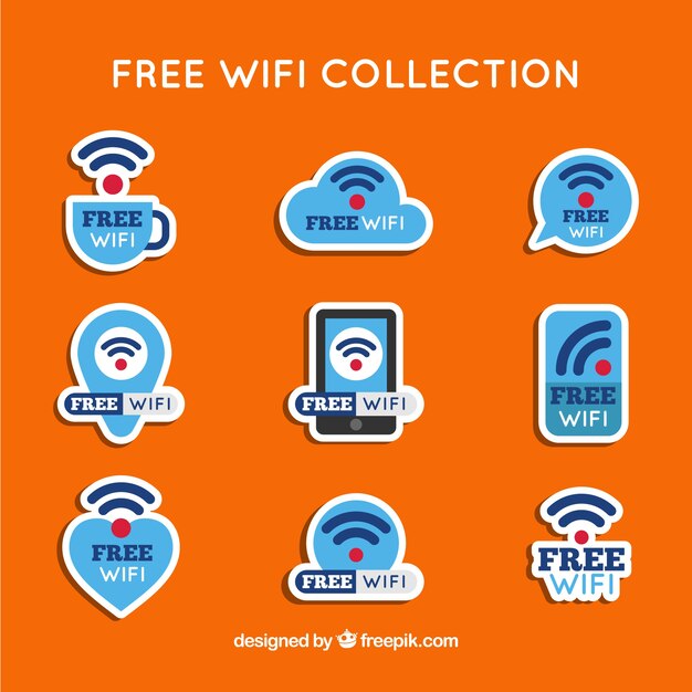 Pegatinas de wifi fantásticas con círculos rojos