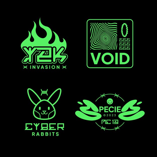Pegatinas y2k de diseño plano.