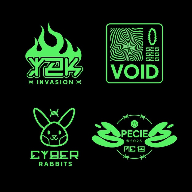 Pegatinas y2k de diseño plano.