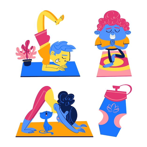 Pegatinas de yoga de diseño plano