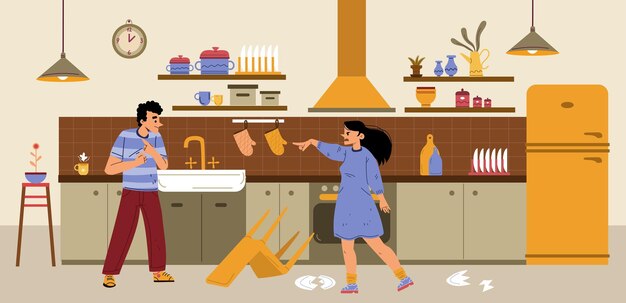 Pelea de conflicto familiar en pareja