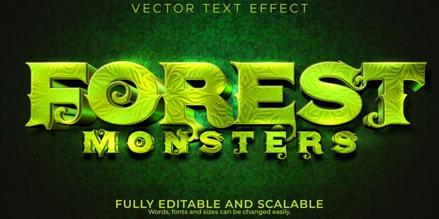 Película editable con efecto de texto de bosque místico y estilo de texto épico
