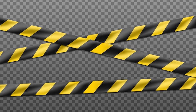 peligro cinta de rayas negras y amarillas, cinta de precaución de señales de advertencia. Aislado en transparente.