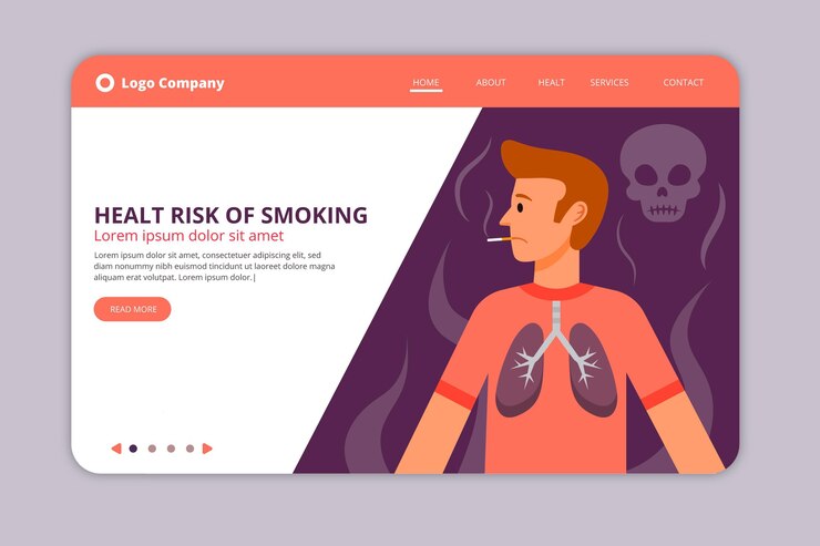 Vector gratuito peligro de fumar - página de destino