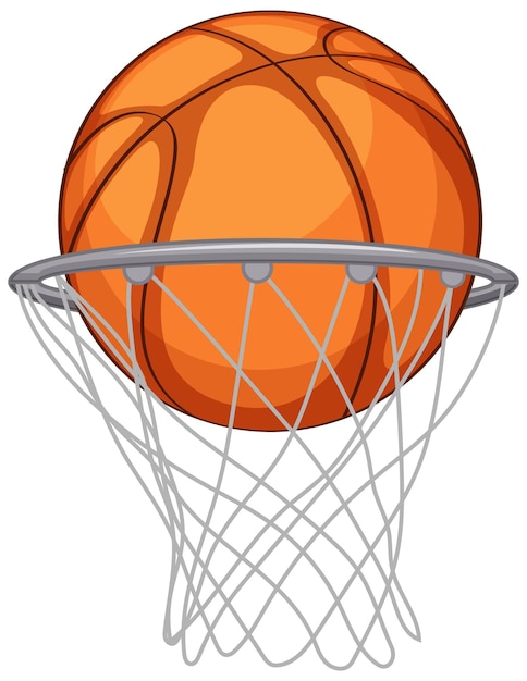 Una pelota de baloncesto en un aro