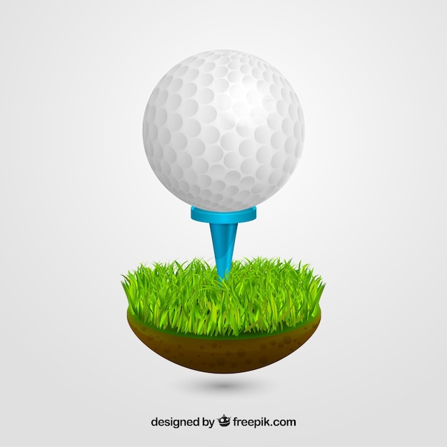 Pelota de golf sobre soporte en estilo realista