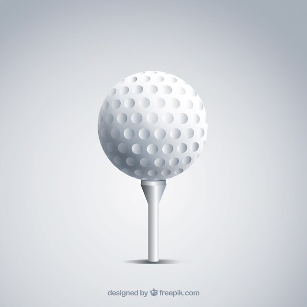 Pelota de golf sobre soporte en estilo realista