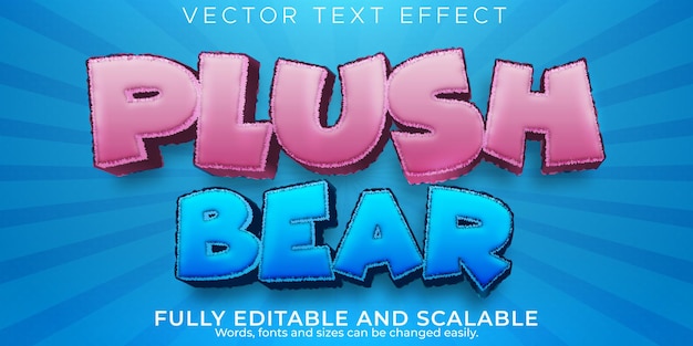 Peluche de efecto de texto editable, juguete 3d y estilo de fuente esponjoso