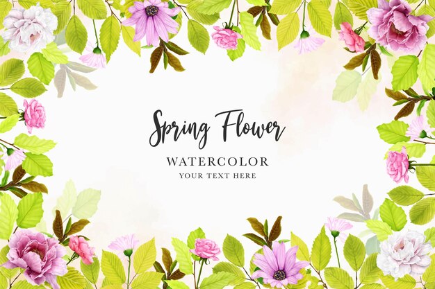 peonías acuarela fondo floral e ilustración del marco