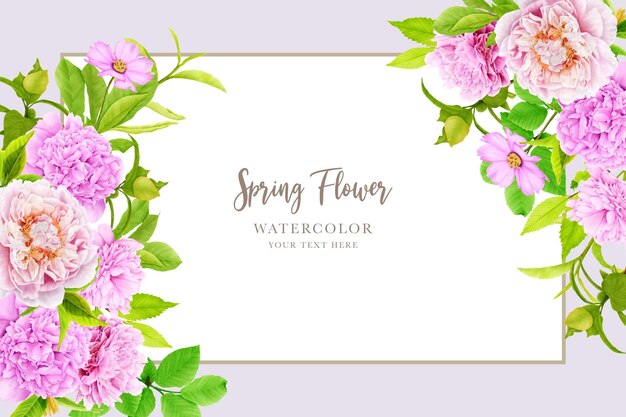 peonías fondo floral y diseño de tarjeta de marco