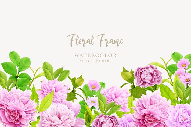 peonías fondo floral y diseño de tarjeta de marco