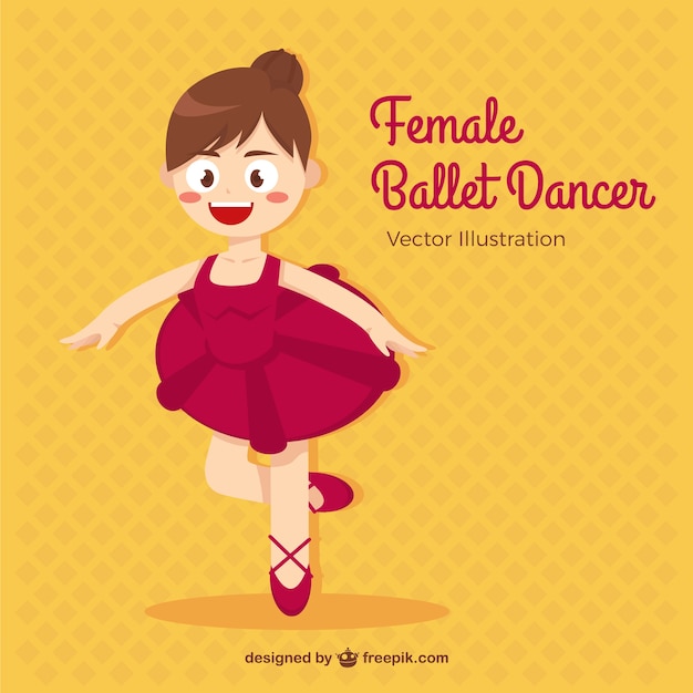 Vector gratuito pequeña bailarina de ballet en estilo de dibujos animados