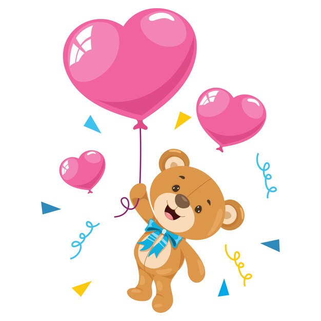 Pequeña historieta divertida del oso de peluche | Vector Premium