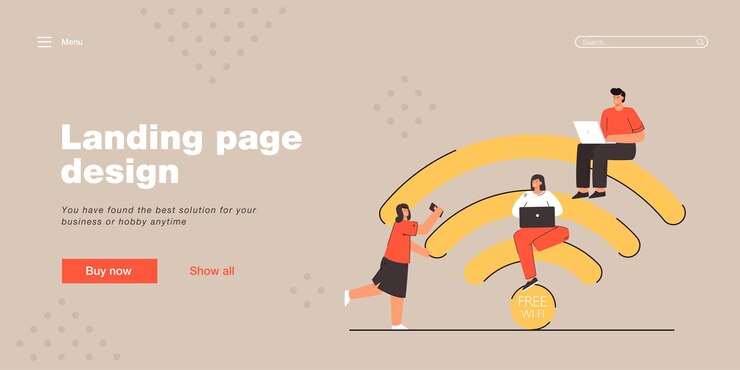 Vector gratuito pequeñas personas que se comunican a través de internet inalámbrico.