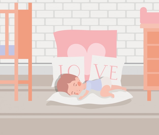 Vector gratuito pequeño bebé que duerme carácter adorable