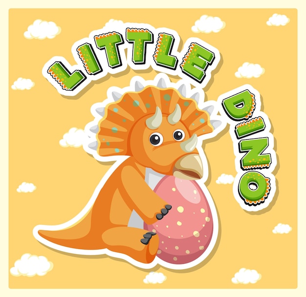 Vector gratuito pequeño cartel lindo de dibujos animados de dinosaurios