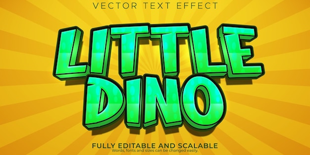 Pequeño efecto de texto dino dibujos animados editables y estilo de texto para niños