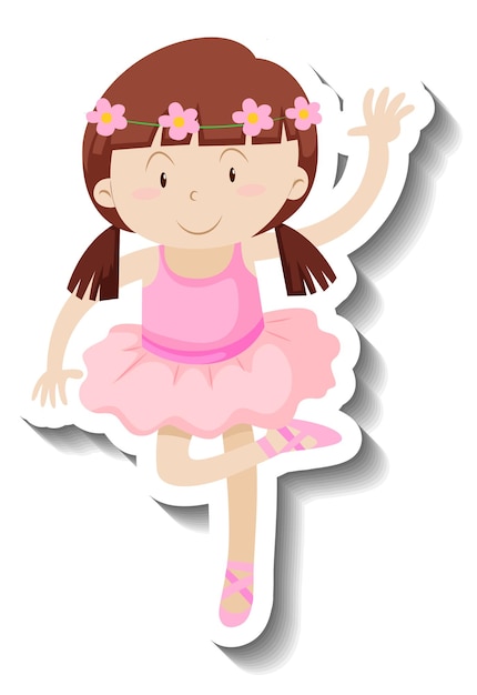 Vector gratuito pequeño personaje de dibujos animados de bailarina