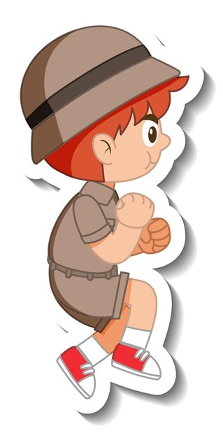 Pequeño personaje de dibujos animados de boy scout pegatina