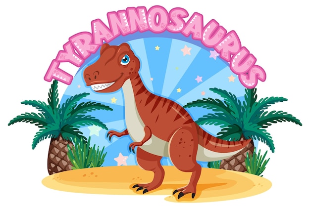 Pequeño personaje de dibujos animados de dinosaurio tiranosaurio lindo