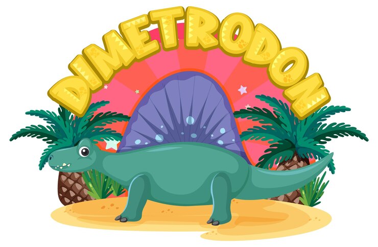 Vector gratuito pequeño personaje de dibujos animados lindo dinosaurio dimetrodon