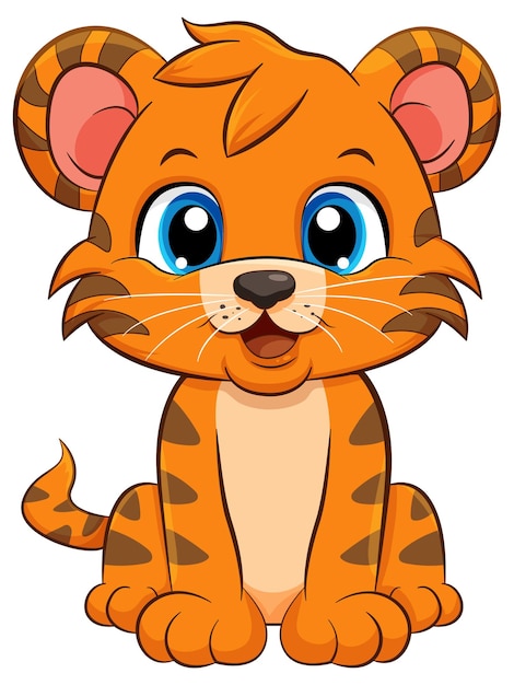 Vector gratuito pequeño personaje de dibujos animados lindo tigre