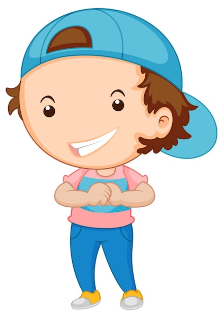 Vector gratuito pequeño personaje de dibujos animados de niño feliz