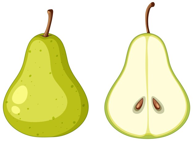 Pera verde y mitad de pera