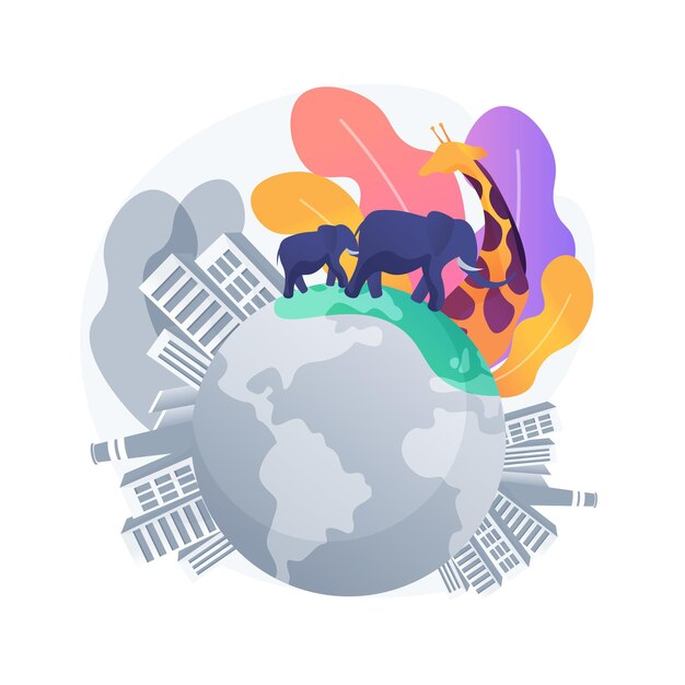 Pérdida de hábitat para animales salvajes ilustración del concepto abstracto. Pérdida de vida silvestre, destrucción del hábitat global, amenaza de extinción de animales salvajes, medio ambiente, especies en peligro de extinción