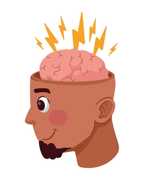perfil del cerebro ideas ilustración aislada