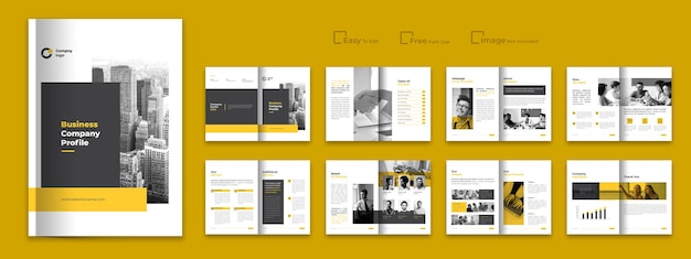 Perfil de la empresa Plantilla de diseño de folleto mínimo de varias páginas